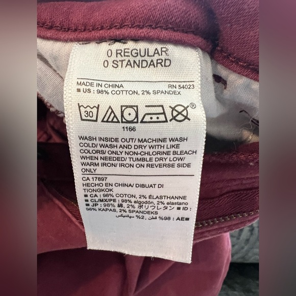 Old Navy Rockstar Maroon Mid Rise Skinny Jeans Size 0 - Picture 6 of 9